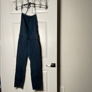 Free people halter Denim Jumpsuit